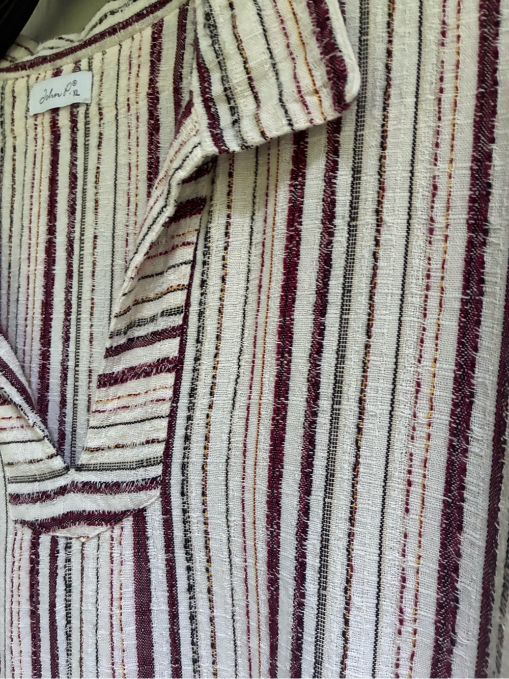 John P Men’s XL Greek Cotton Striped Baja Boho Pullover Shirt - Picture 12 of 12